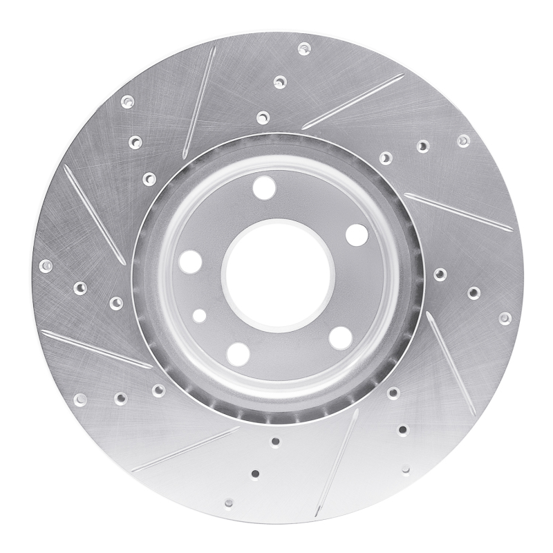 Chevrolet Corvette Brake Rotor (1) - Front Right - R1 Concepts - Drilled & Slotted - Silver - `14-`19